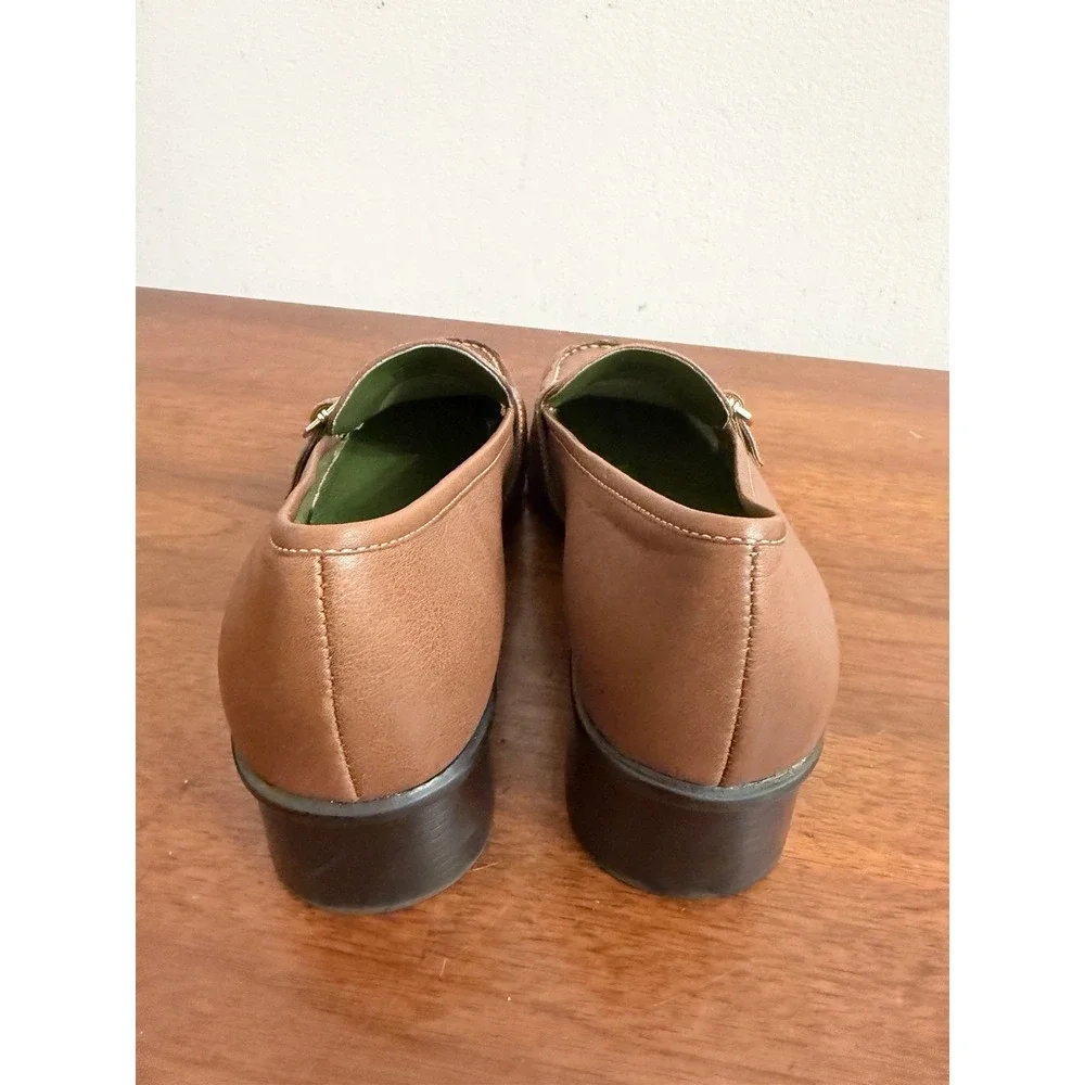 Aerosoles Women's Brown Leather Heeled Loafers Square Toe Comfort Pumps 7.5M